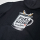 Racing Relics Fuel for Racers hoodie in black – oversized brushed cotton hoodie with DTG front and back print featuring the Pegasus and racing mug artwork
