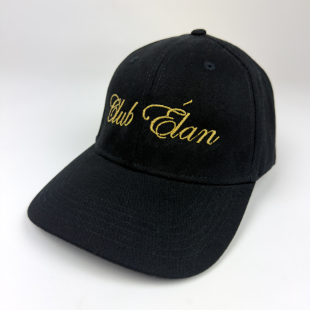 Black cap with Club Élan gold embroidery